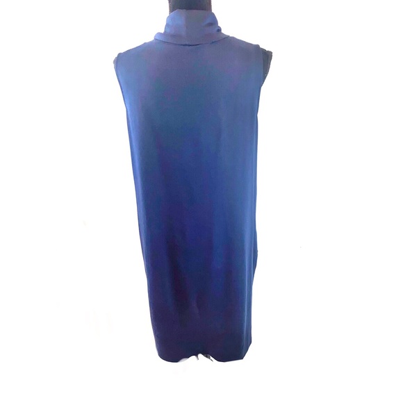 Gran Sasso Dress Medium Blue Sleeveless Turtleneck With Pockets Made in Italy - Picture 2 of 12